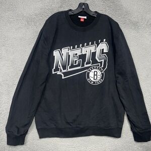 Mitchell & Ness Brooklyn Nets Sweater Men's Sz 2XL XXL Black NBA Sweatshirt